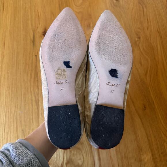 Saint G Saint Simona Cipra Velvet Tassel Moccasins Loafers in "Beige" Sz 7 - Picture 12 of 14